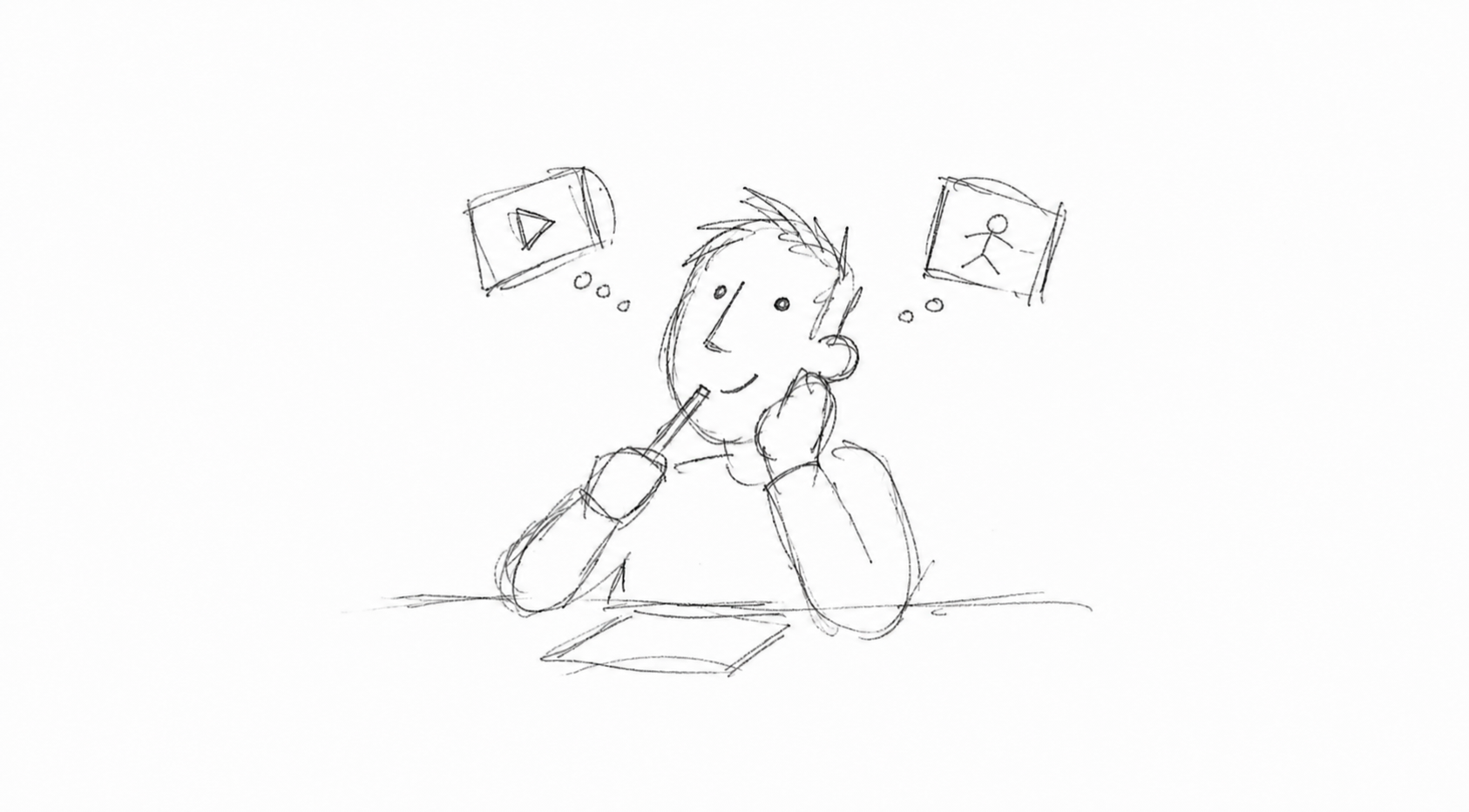 아이디어를 상상하는 연필 스케치